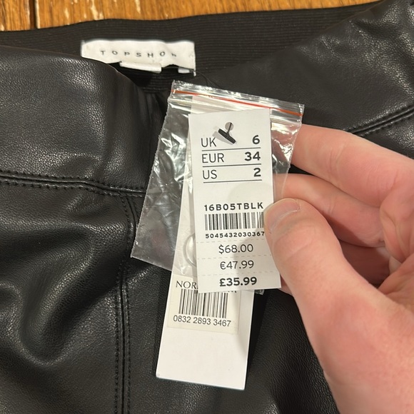 TOPSHOP Faux Leather Pants Size 2 - Picture 5 of 7